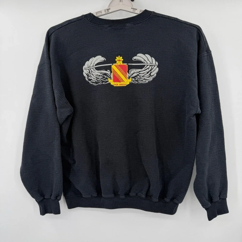 Vintage Hanes 2-44 Air Defense Artillery Sweatshirt Mens Large Black